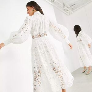 ASOS EDITION broderie shirt dress in white. New